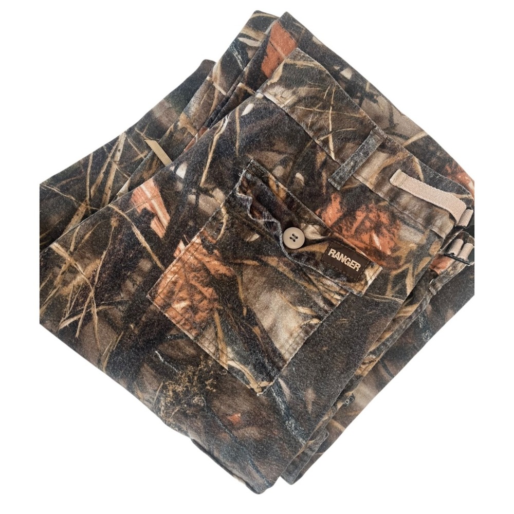 VTG Ranger Camo Cargo Pants Mens Large Duck Hunt Adjustable Advantage Max 4 HD